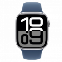 Apple Watch Series 10 42mm Silver Aluminum Case with Denim Sport Band - S/M (MWWA3)