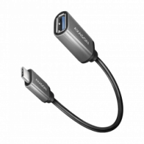Адаптер AXAGON RUCM-AFAC USB-C-USB-A кабель 20см, Сірий