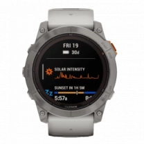 Смарт-часы Garmin Fenix 7X Pro Sapphire Solar Titanium w. Fog Gray/Ember O. Band (010-02778-14/15/64) UA