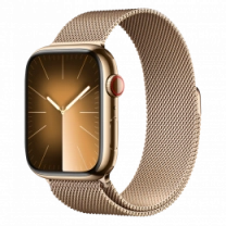 Apple Watch Series 9 45mm GPS + Cellular Gold Stainless Steel Case with Gold Milanese Loop (MRMU3)