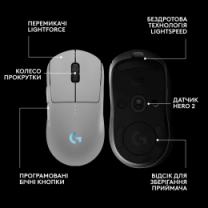 LOGITECH G PRO 2 LIGHTSPEED Wireless Gaming Mouse - WHITE (910-007302)