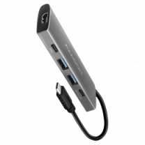 Хаб концентратор AXAGON HMC-5G2 USB-C 10Гбіт/с SPEEDSTER 5in1 hub (rev2.0), Сірий