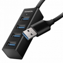 Хаб AXAGON HUE-M1A SuperSpeed USB-A MINI hub, USB-A кабель 20см, Чорний