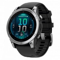 Спортивний годинник Garmin Fenix E 47mm AMOLED Stainless Steel with Black Silicone Band (010-03025-02/00)