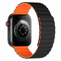 Ремешок Wiwu для Apple Watch 42/44/45/49mm Magnetic silicone watch band Black-Orange