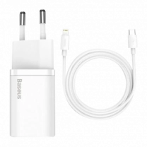Адаптер Baseus Super Si Quick Charger Type-C 20W with Type-C to Lightning Cable White (TZCCSUP-B02)