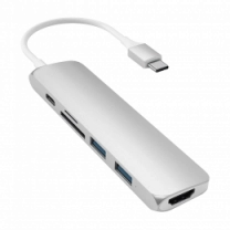 Xaб Satechi Aluminum Type-C Slim Multi-Port Adapter 4K V2 Silver (ST-SCMA2S)