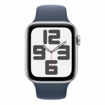 Смарт-годинник Apple Watch SE (gen 2) 2023 44mm Silver Aluminum Case with Storm Blue Sport Band S/M (MREC3)
