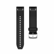 Ремінці для годинника Garmin QuickFit 22 силіконові, чорні зі сріблястою фурнітурою
