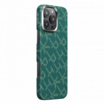 Чехол Pitaka Tactile Woven Monogram Green/Gold for iPhone 16 Pro Max (KI1601PTKP)
