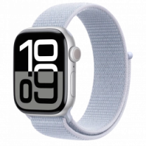 Apple Watch Series 10 46mm Silver Aluminum Case with Blue Cloud Sport Loop (MWWN3)