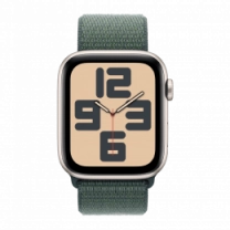 Apple Watch SE 2 2024 44mm Starlight Aluminium Case with Lake Green Sport Loop (MXEW3)