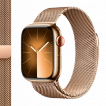 Apple Watch Series 9 41mm GPS + Cellular Gold Stainless Steel Case with Gold Milanese Loop (MRJ73)