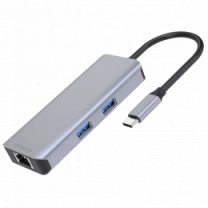 Type-C-Хаб Proove Iron Link 6 in 1 (2*USB3.0 + SD/TF + RJ45 + HDMI) (silver)