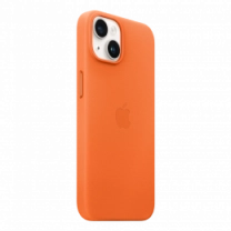 Чехол кожаный iPhone 14 Leather Case with MagSafe Orange (MPP83)