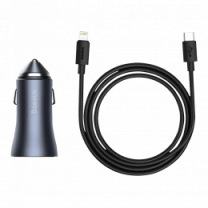 АЗП Baseus USB+USB-C Golden Contactor Pro 40W with Type-C to Lightng Cable Dark Gray (TZCCJD-B0G)