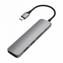 Xaб Satechi Aluminum Type-C Slim Multi-Port Adapter 4K V2 Space Gray (ST-SCMA2M)