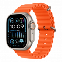 Apple Watch Ultra 2 49mm Natural Titanium Case with Orange Ocean Band (MREH3)