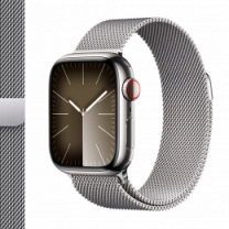 Apple Watch Series 9 41mm GPS + Cellular Silver Stainless Steel Case with Silver Milanese Loop (MRJ43)