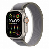 Apple Watch Ultra 2 49mm Titanium Case with Green/Gray Trail Loop - S/M (MRF33)
