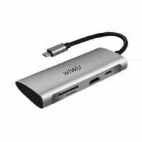 WIWU Alpha 731HP 3*USB, HDMI 4K, Тип c, SD, micro SD Gray