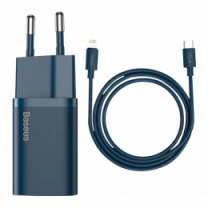 Адаптер Baseus Super Si Quick Charger Type-C 20W with Type-C to Lightning Cable Blue (TZCCSUP-B03)
