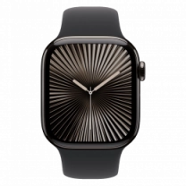 Apple Watch Series 10 GPS + Cellular 42mm Slate Titanium Case with Black Sport Band - M/L (MWXH3)