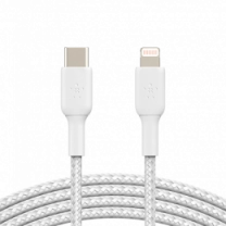 Кабель Belkin USB-С - Lightning, BRAIDED, 1m, white (CAA004BT1MWH)