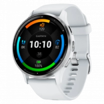 Garmin Venu 3 Silver Stainless Steel Bezel with Whitestone Case and Silicone Band (010-02784-00)