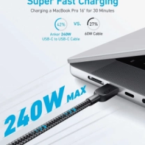 Кабель ANKER 310 USB-C to USB-C - 1.8m 240W Nylon (Чорний)
