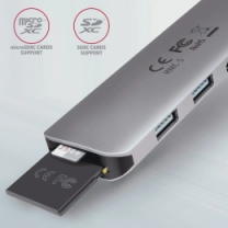 Хаб концентратор AXAGON HMC-5 SuperSpeed USB-C COMBO 5in1 hub, Серый