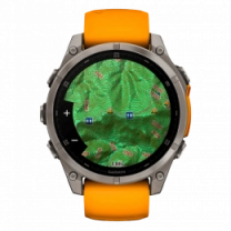 Спортивний годинник Garmin Fenix 8 51mm AMOLED Sapphire Titanium w. Spark Orange/Graphite Silicone Band (010-02905-10/11) UA