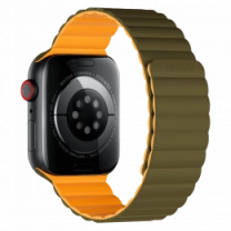 Ремінець Wiwu для Apple Watch 42/44/45/49mm Magnetic silicone watch band Green-Yellow