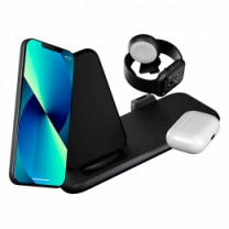 Зарядна станцiя Zens Stand + Watch 4 in 1 Aluminium Wireless Charger Black with 45W USB-C PD Charger (ZEDC15B/00)