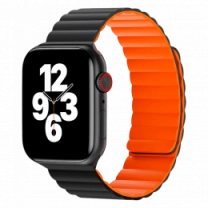 Ремінець Wiwu для Apple Watch 42/44/45/49mm Magnetic silicone watch band Black-Orange