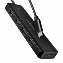 Хаб AXAGON HUE-C1C USB-C 5Гбит/с TRAVEL hub, 20см Type-C, Черный