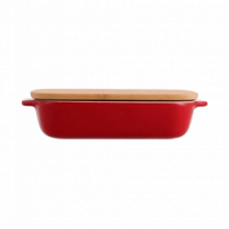 Форма для выпечки с крышкой KitchenAid керамогранитная, 7,5х19,5х32,8 см, 1,9 л, красный цвет