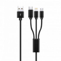 Кабель Proove Triple Connection 3 in 1 Type-C + Micro USB + Lightning (1,2m) (black)