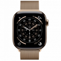 Apple Watch Series 11 GPS + Cellular 46mm Gold Titanium Case with Gold Milanese Loop - S/M (MFD74)