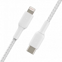 Кабель Belkin USB-С - Lightning, BRAIDED, 1m, white (CAA004BT1MWH)