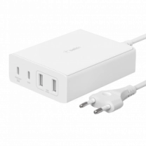 Зарядний пристрій мережевий Belkin 108Вт 2хUSB-С GAN PD PPS/2хUSB-A, White (WCH010VFWH)