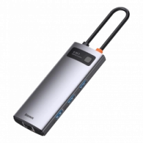 Хаб Baseus Multifunctional Metal Gleam 6- in-1 RJ45 Type-C (Gray) (WKWG030013)