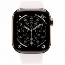 Apple Watch Series 11 GPS + Cellular 46mm Gold Titanium Case with Light Blush Sport Band - M/L (MFD64)