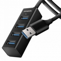 Хаб AXAGON HUE-M1AL SuperSpeed USB-A MINI hub, USB-A кабель 120см, Чорний