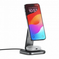 Зарядний пристрій Satechi 2-in-1 Foldable Qi2 Wireless Charging Stand Space Gray (ST-Q21FM)