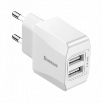 Адаптер Baseus Mini Dual-U Charger (EU) 2.1A White (CCALL-MN02)
