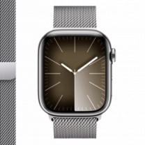 Apple Watch Series 9 41mm GPS + Cellular Silver Stainless Steel Case with Silver Milanese Loop (MRJ43)