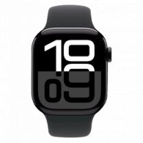 Apple Watch Series 10 42mm Jet Black Aluminum Case with  Black Sport Band -S/M  (MWWE3)