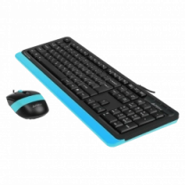 A4Tech Fstyler F1010, комплект дротовий клавіатура з мишою, USB, чорний+блакитний колір