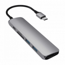 Xaб Satechi Aluminum Type-C Slim Multi-Port Adapter 4K V2 Space Gray (ST-SCMA2M)